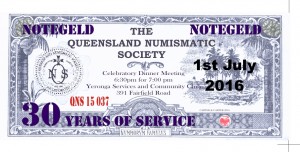 30th Anniversary Dinner Notegeld rev