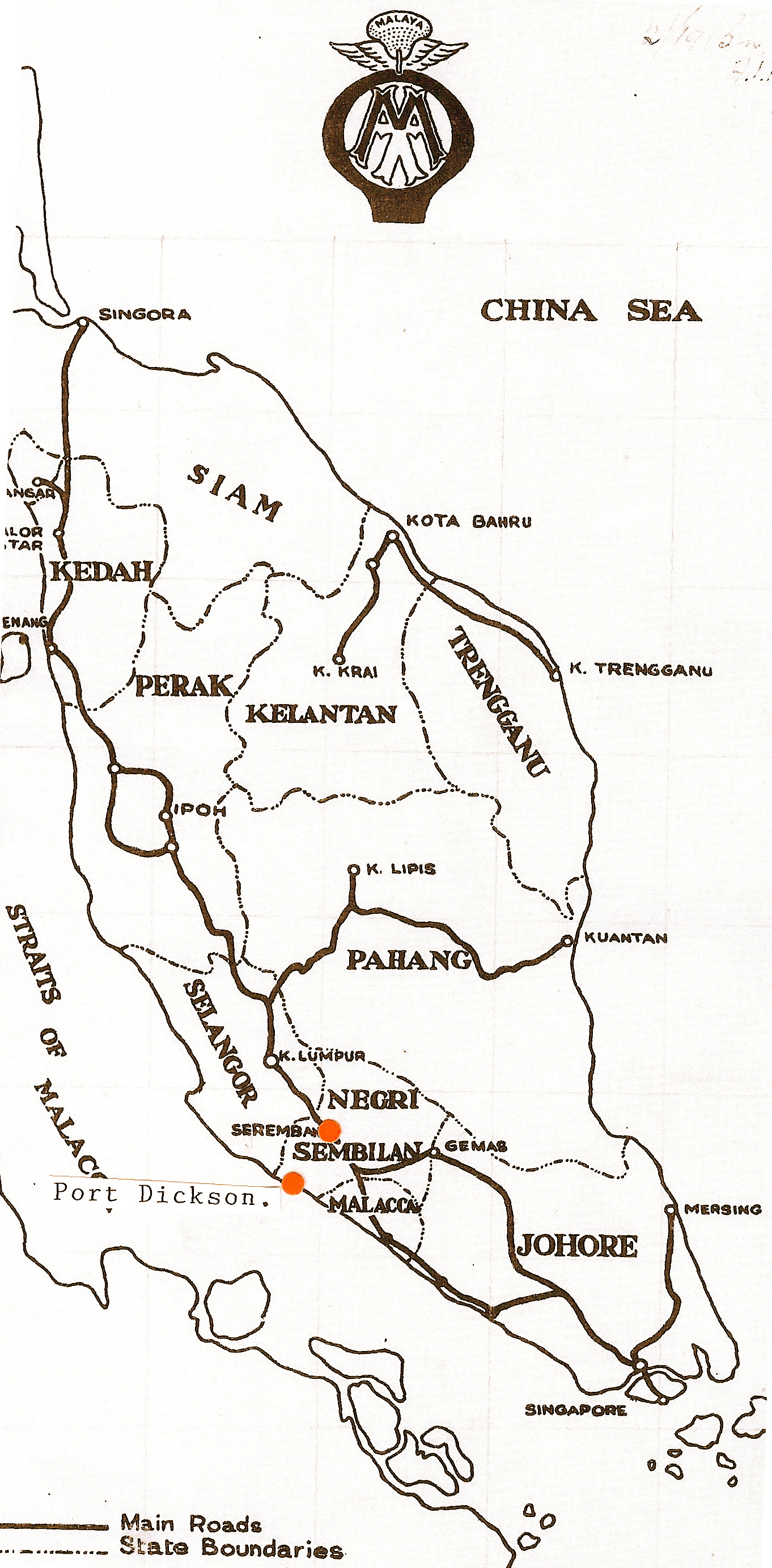 Map of Malaysia 1941