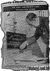 Sir John Northcott laying a foundation stone